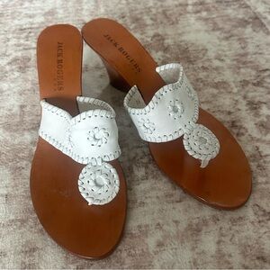 JACK ROGERS USA Western White Leather Wedge Sandals Women’s Size 11